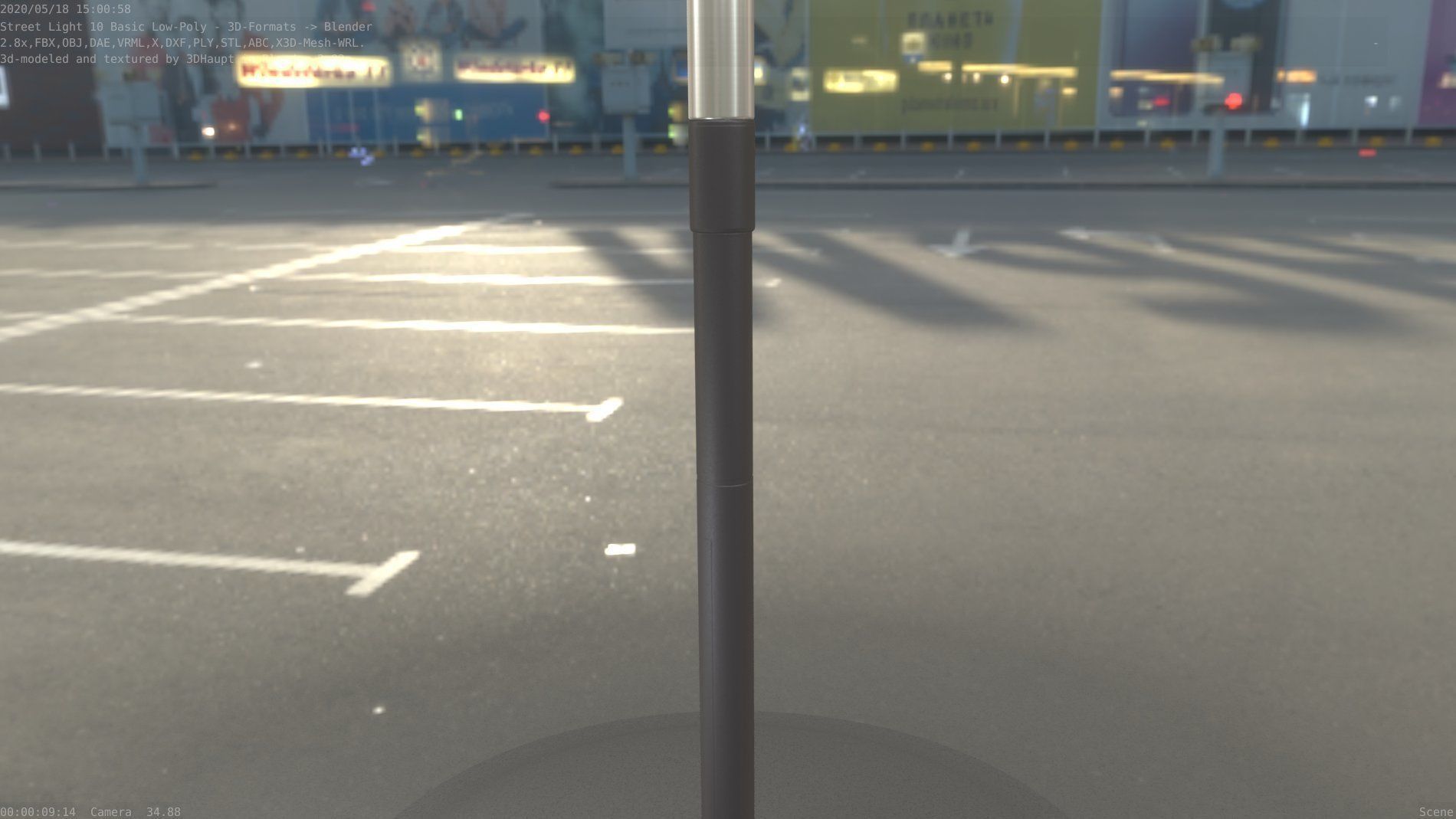 Street Light 10 Basic Low-Poly 390mm Low-poly 3D model_3