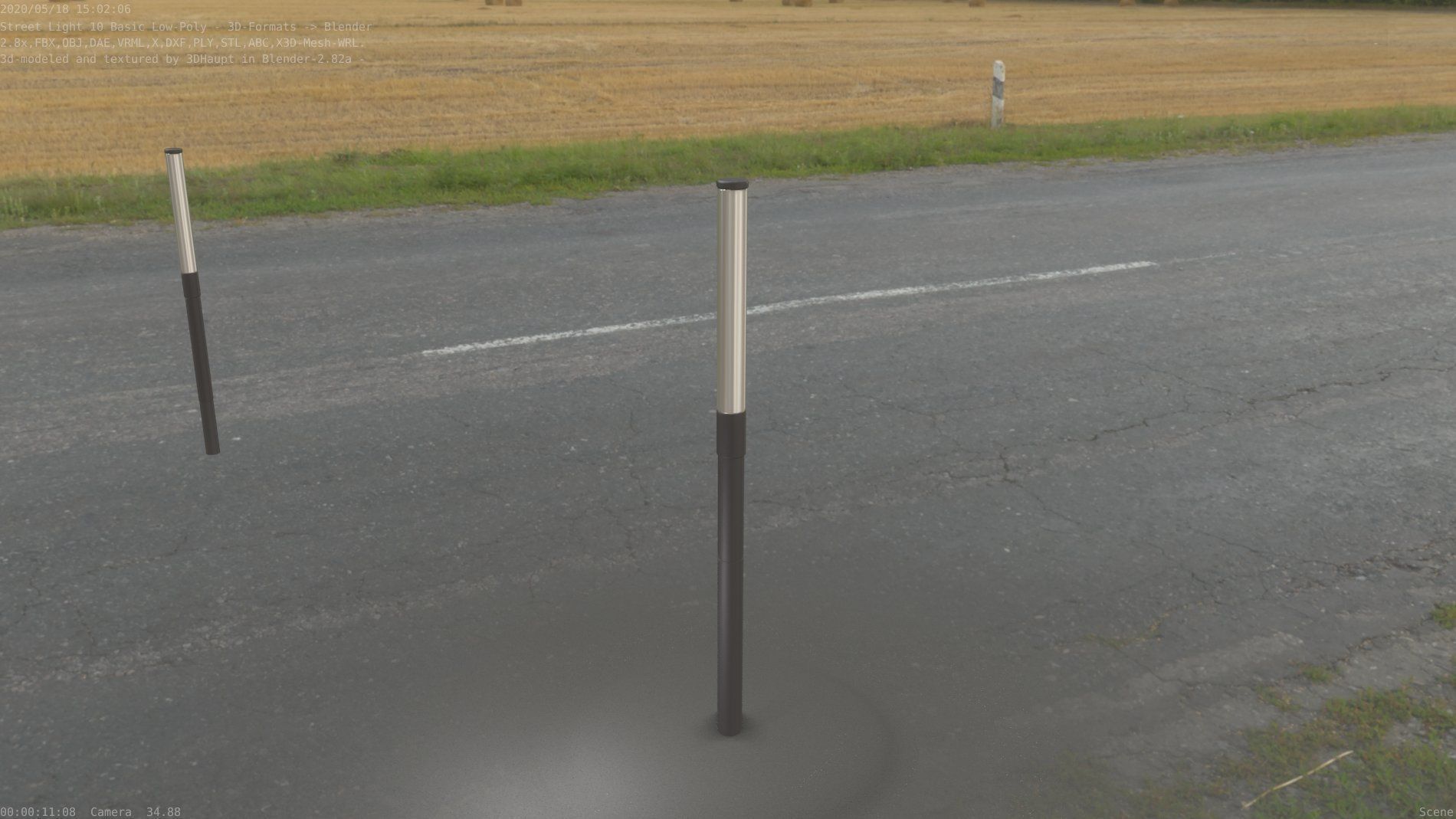 Street Light 10 Basic Low-Poly 390mm Low-poly 3D model_2
