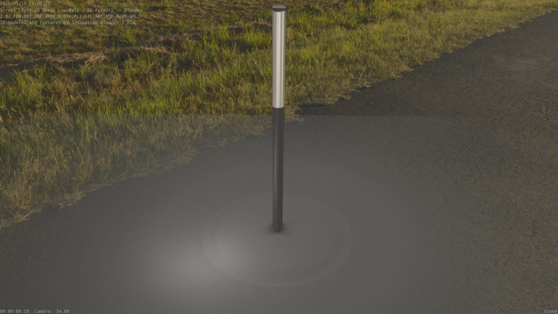 Street Light 10 Basic Low-Poly 390mm Low-poly 3D model_10