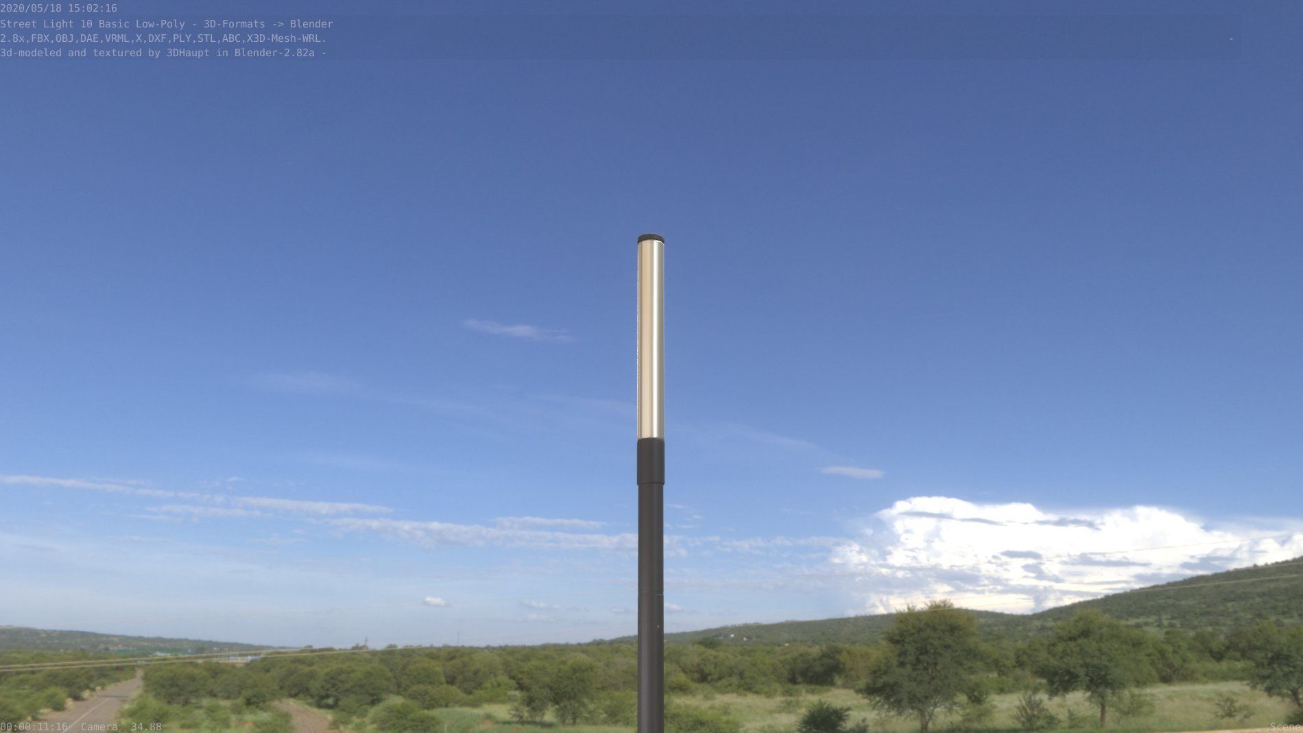 Street Light 10 Basic Low-Poly 390mm Low-poly 3D model_80