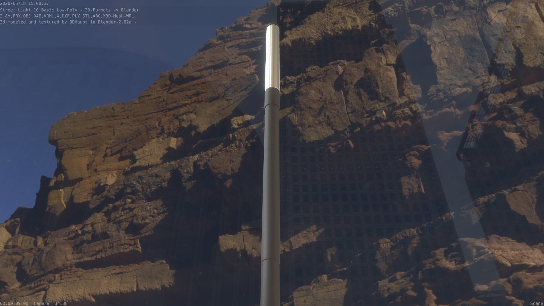 Street Light 10 Basic Low-Poly 390mm Low-poly 3D model_4