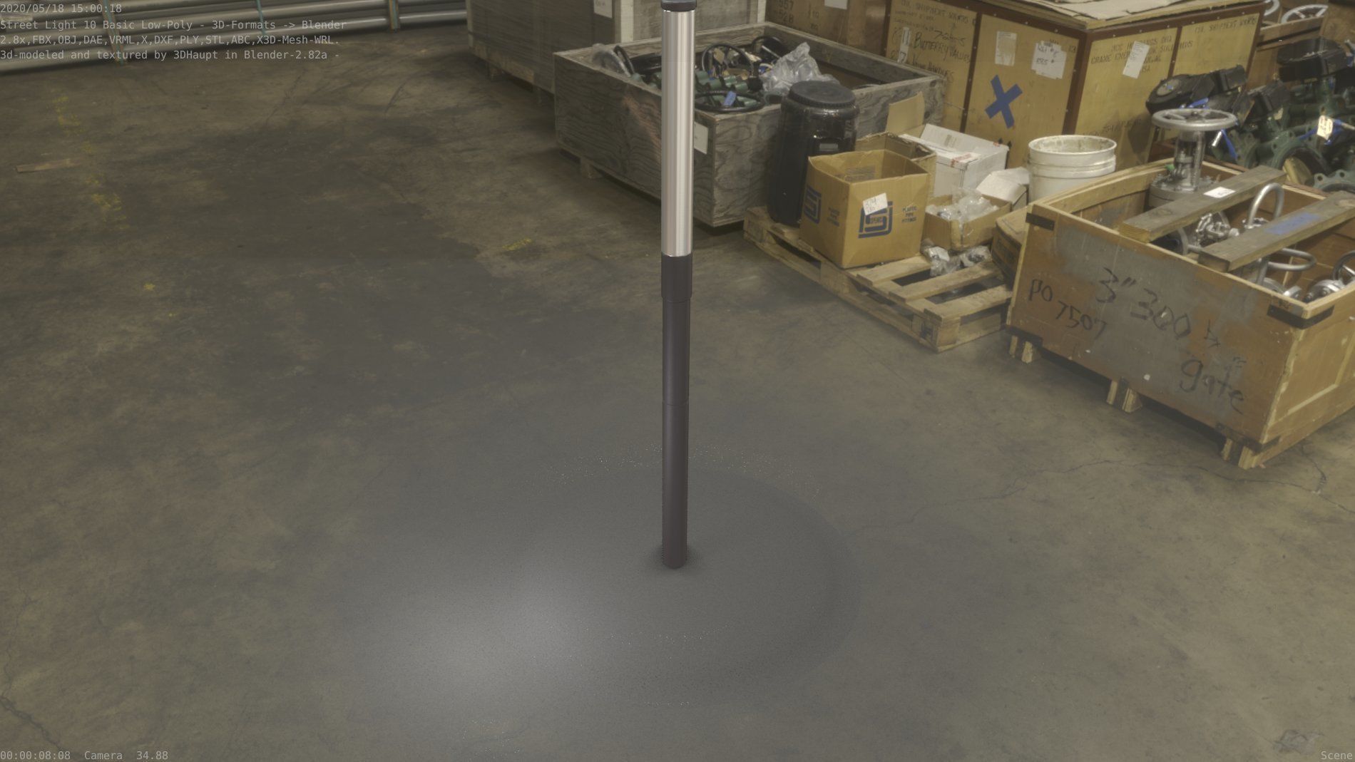 Street Light 10 Basic Low-Poly 390mm Low-poly 3D model_8