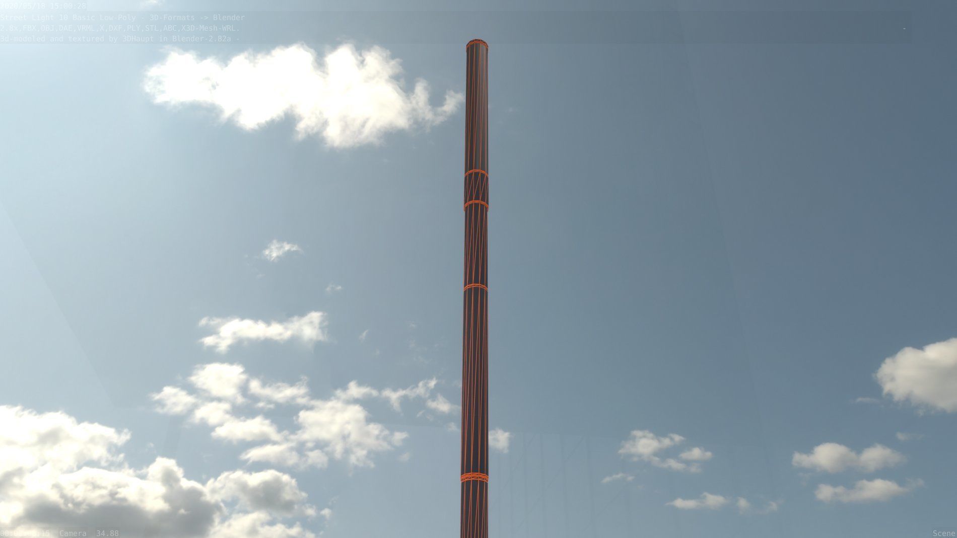 Street Light 10 Basic Low-Poly 390mm Low-poly 3D model_14