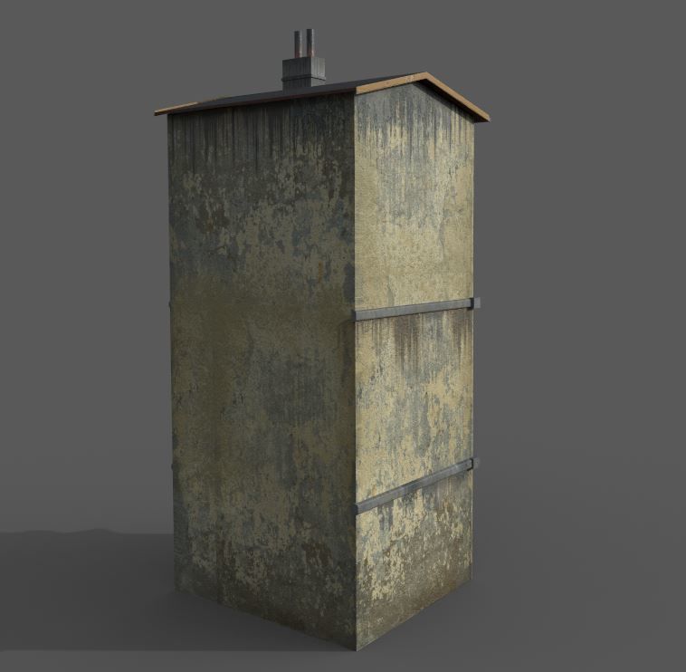 Worn European House With Graffiti 3D model_9