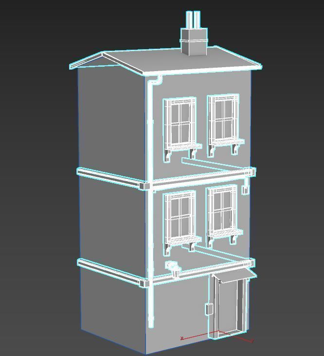 Worn European House With Graffiti 3D model_13