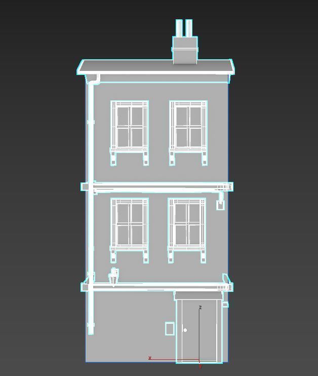 Worn European House With Graffiti 3D model_14