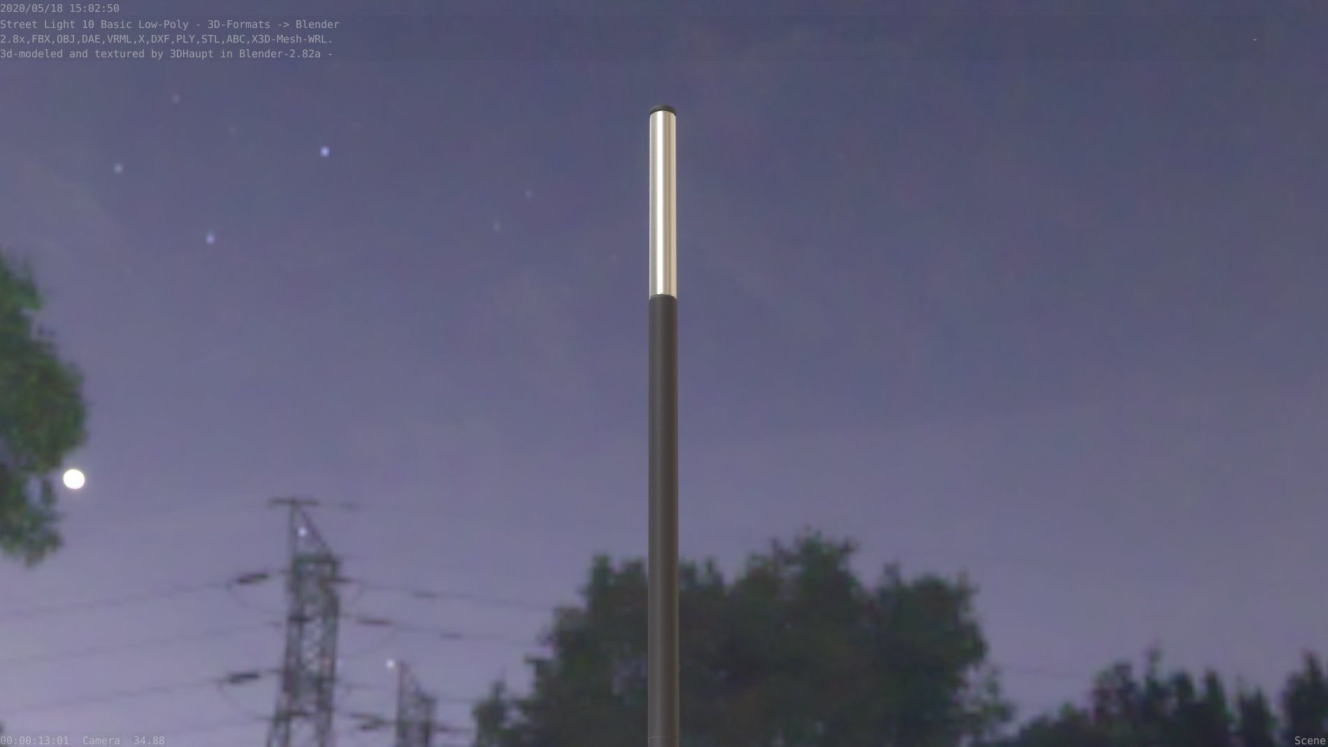 Street Light 10 Basic Low-Poly 535mm Low-poly 3D model_18