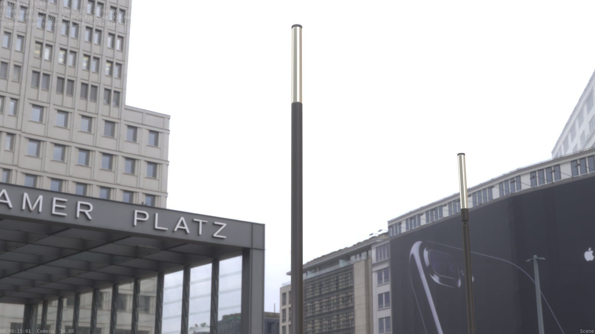 Street Light 10 Basic Low-Poly 535mm Low-poly 3D model_65