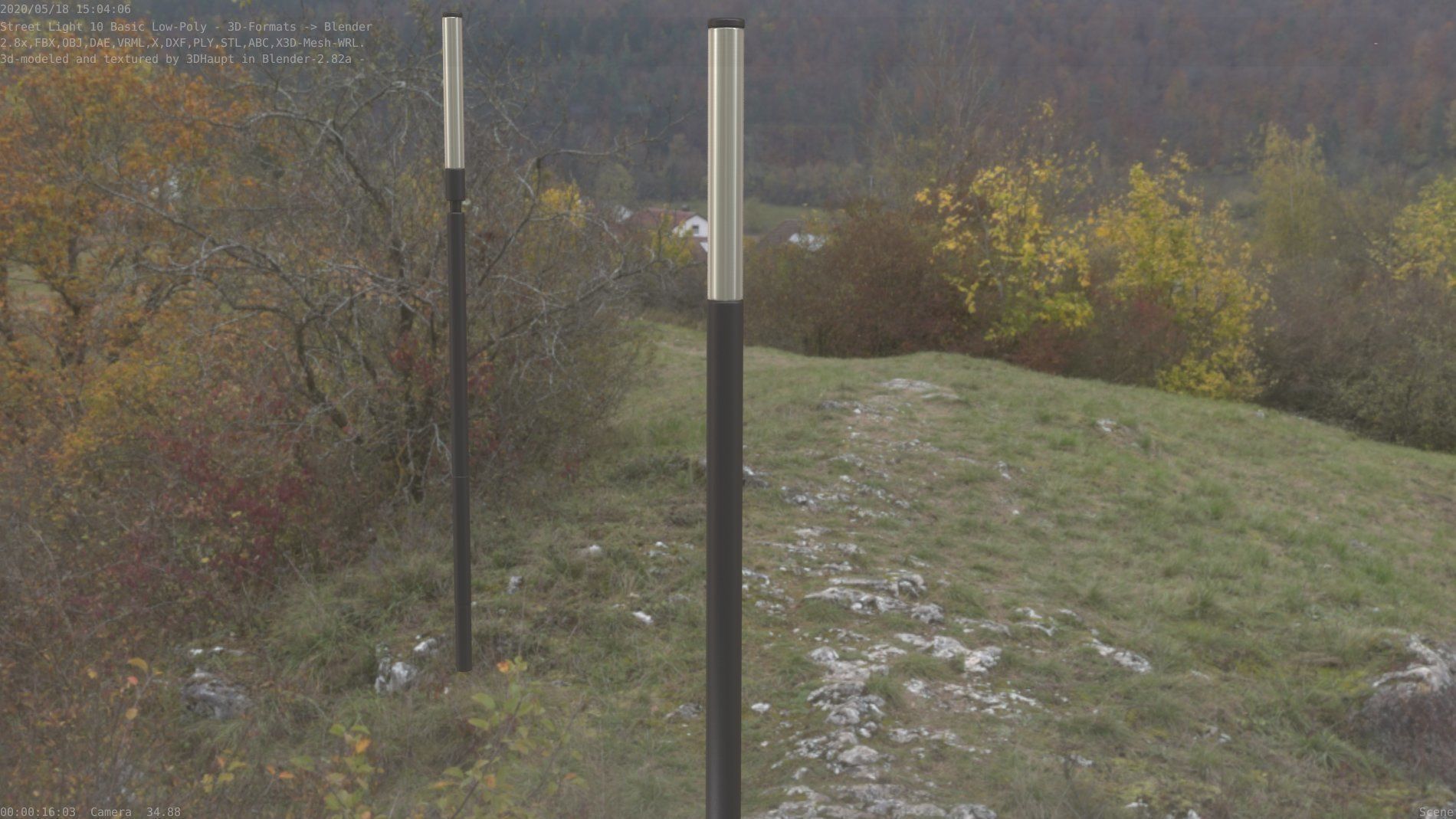 Street Light 10 Basic Low-Poly 535mm Low-poly 3D model_90