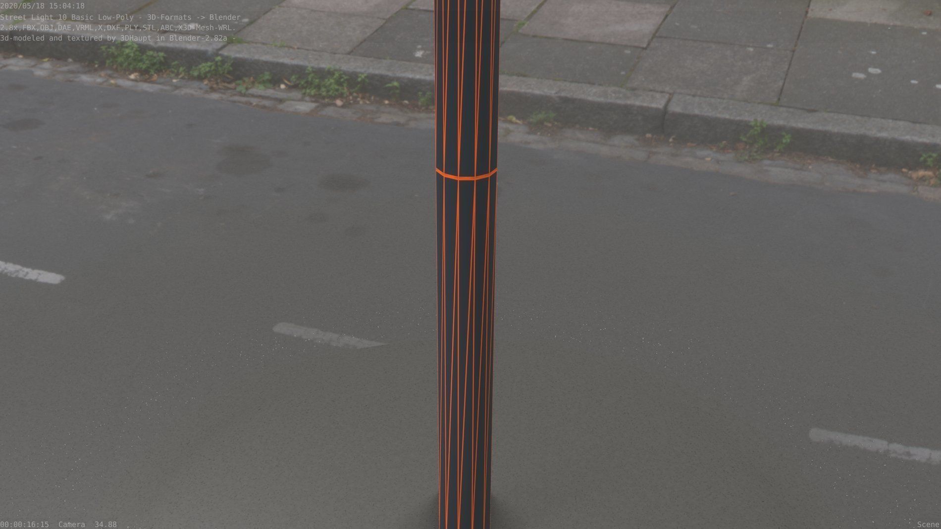 Street Light 10 Basic Low-Poly 535mm Low-poly 3D model_101