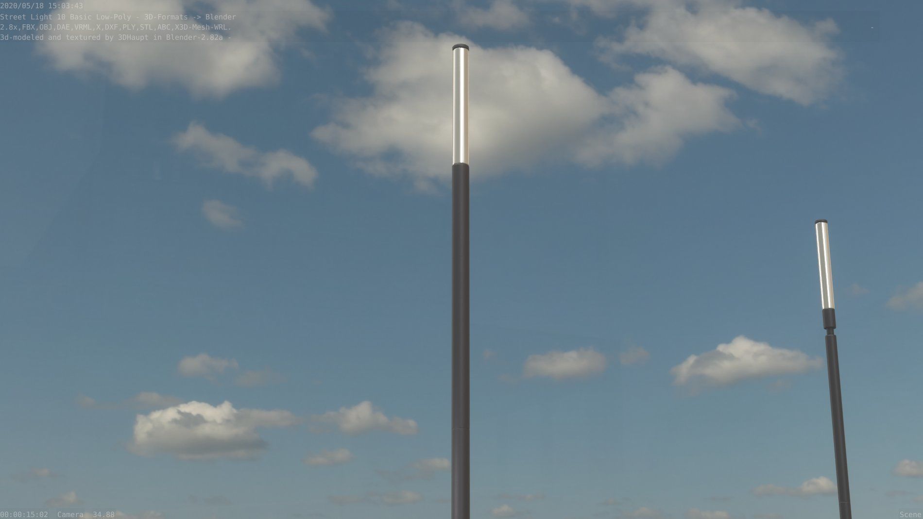 Street Light 10 Basic Low-Poly 535mm Low-poly 3D model_66