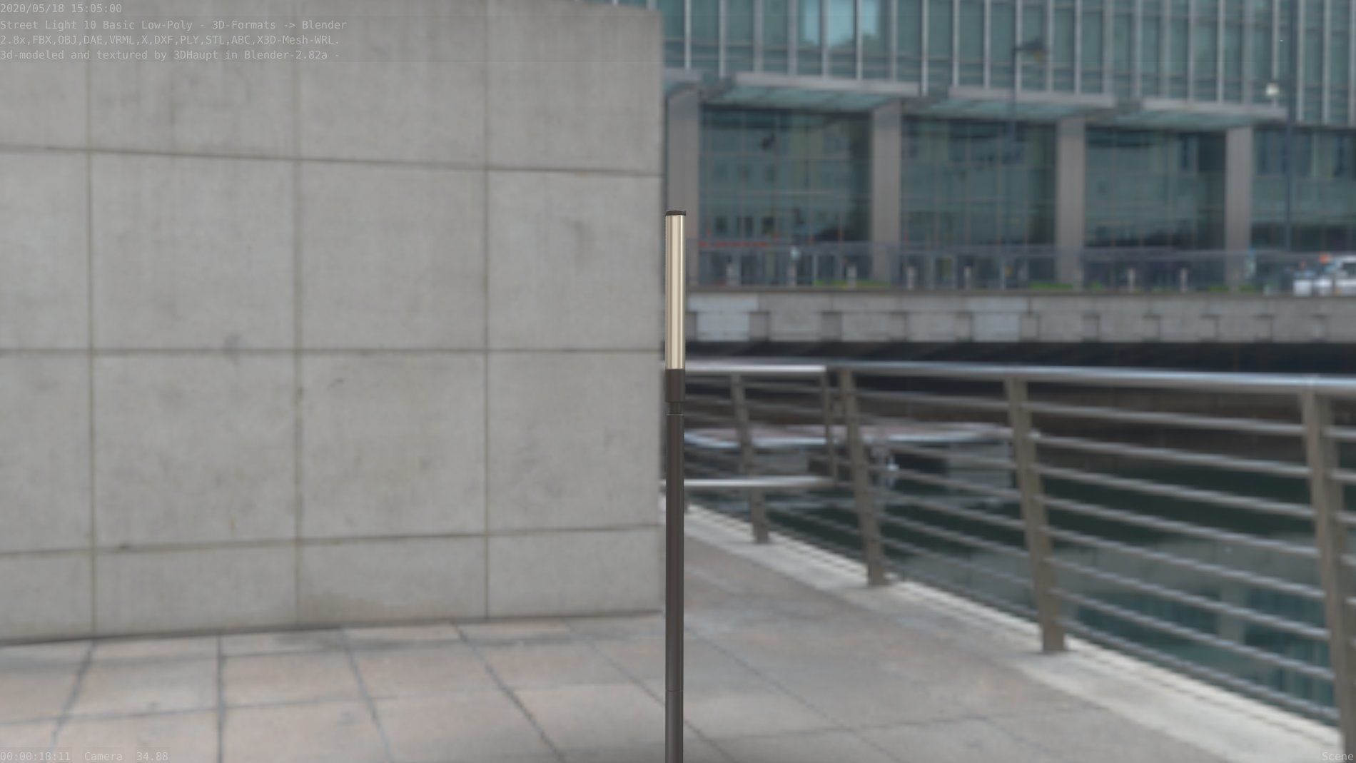 Street Light 10 Basic Low-Poly 600mm Low-poly 3D model_46