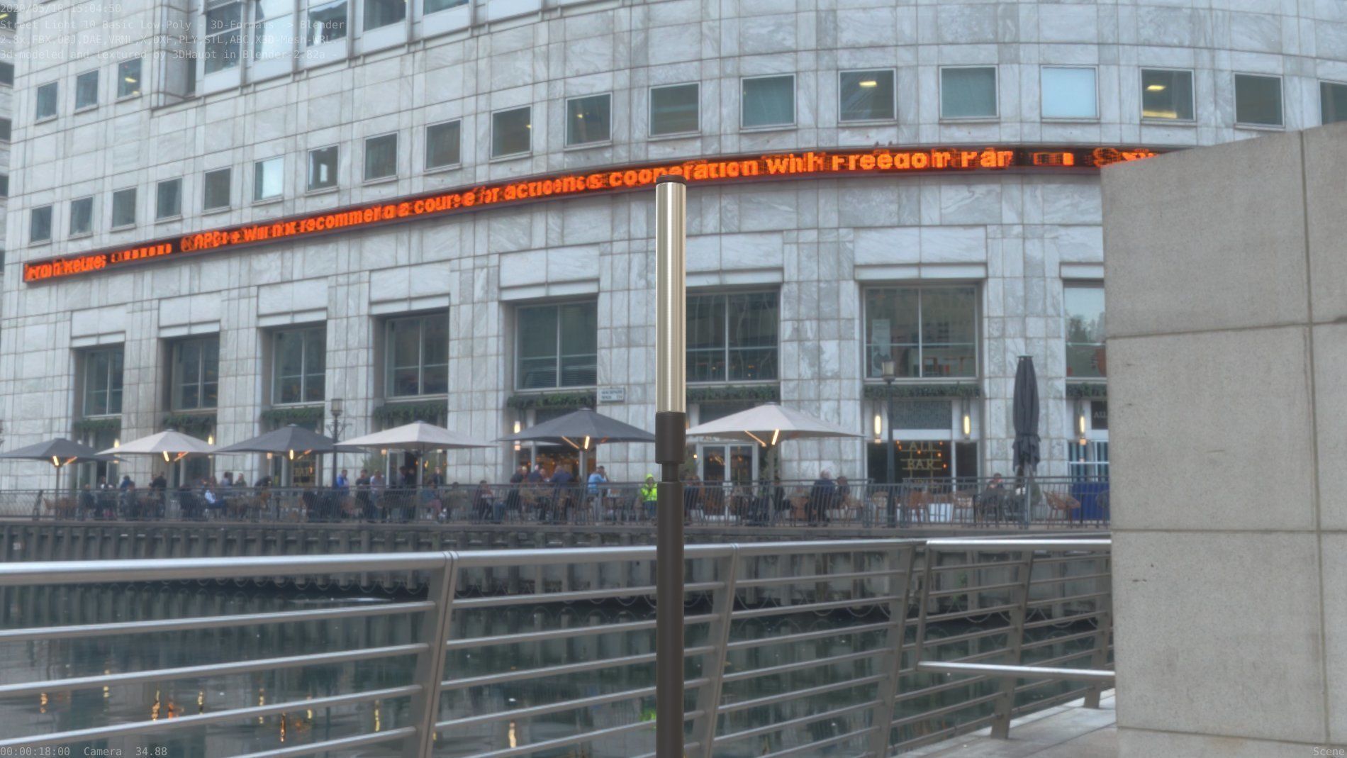 Street Light 10 Basic Low-Poly 600mm Low-poly 3D model_2