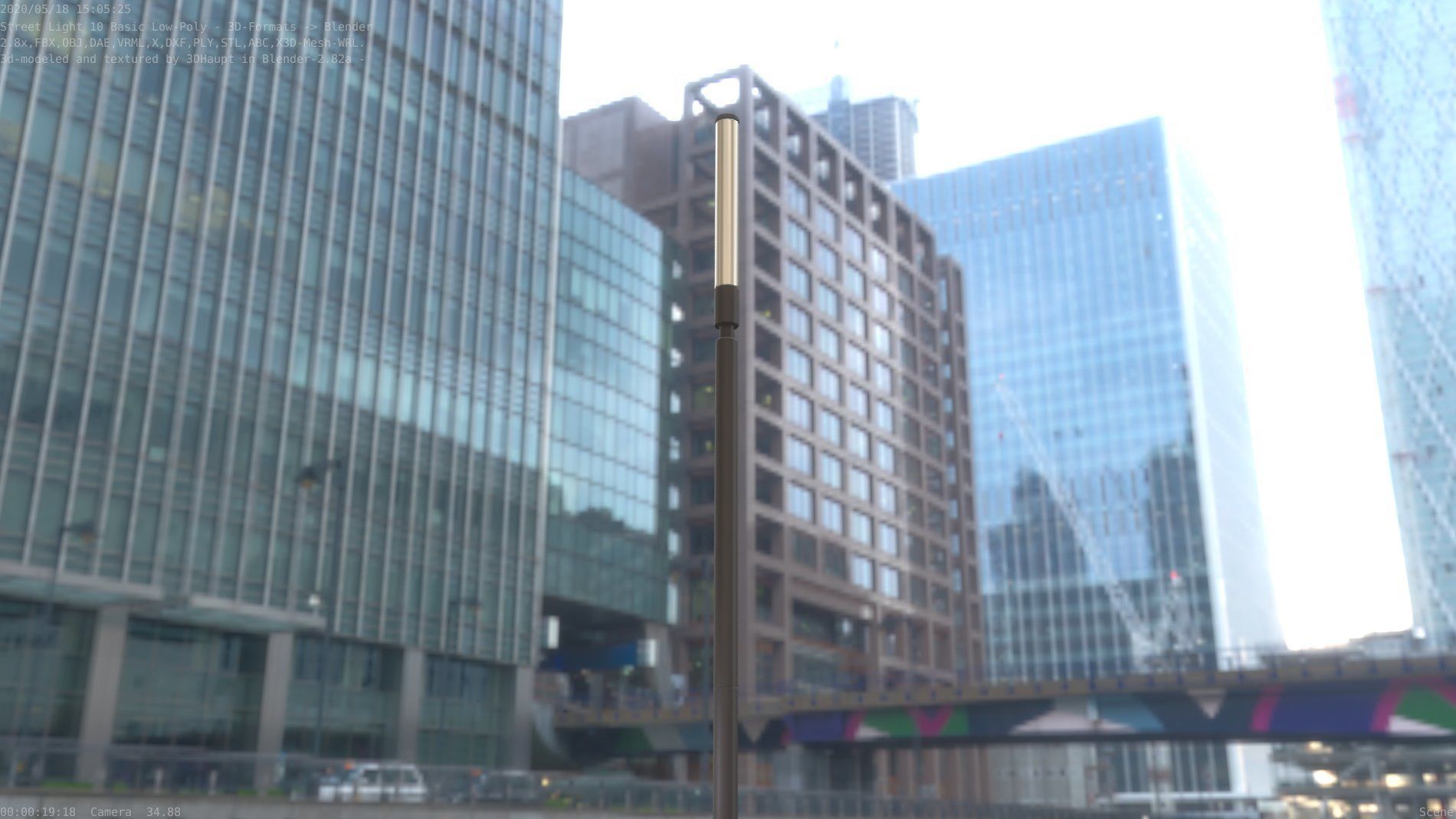 Street Light 10 Basic Low-Poly 600mm Low-poly 3D model_75