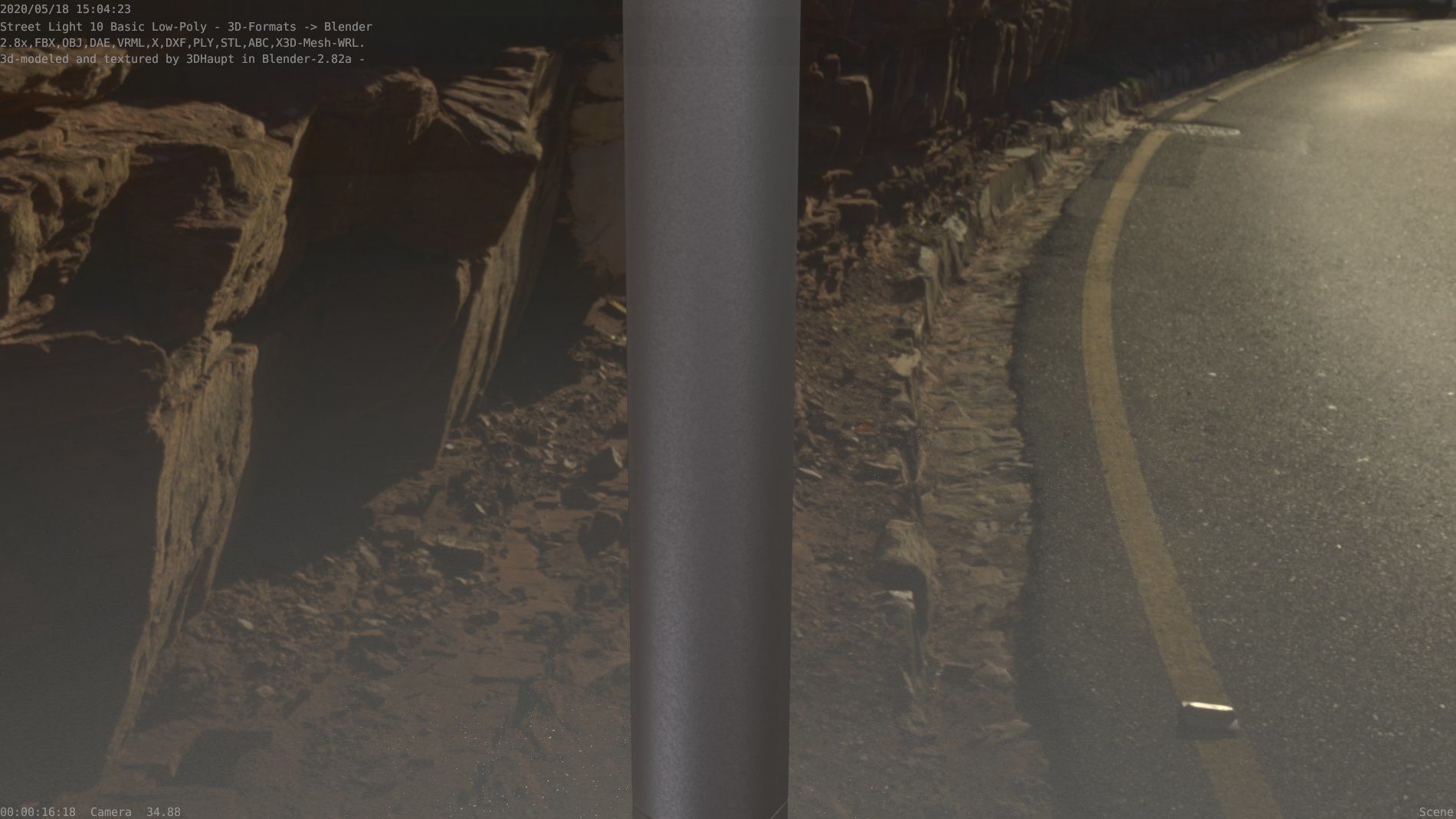 Street Light 10 Basic Low-Poly 600mm Low-poly 3D model_9