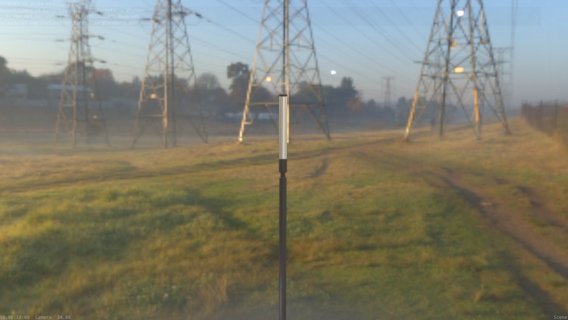 Street Light 10 Basic Low-Poly 600mm Low-poly 3D model_44