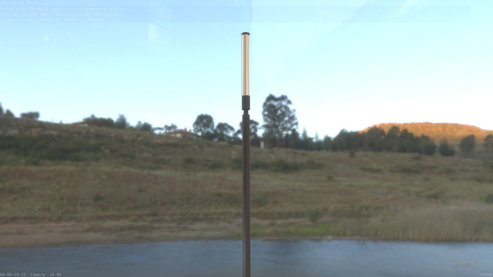 Street Light 10 Basic Low-Poly 600mm Low-poly 3D model_72