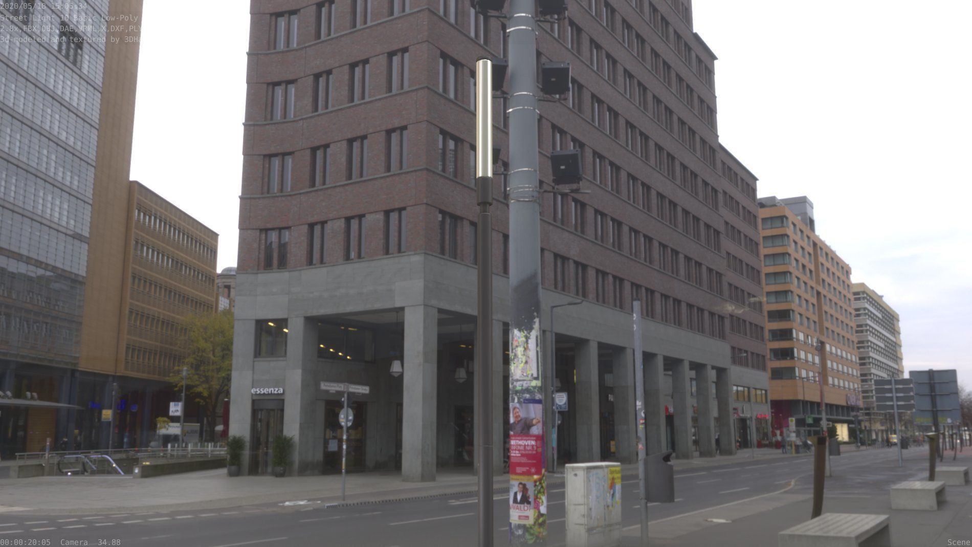 Street Light 10 Basic Low-Poly 600mm Low-poly 3D model_86