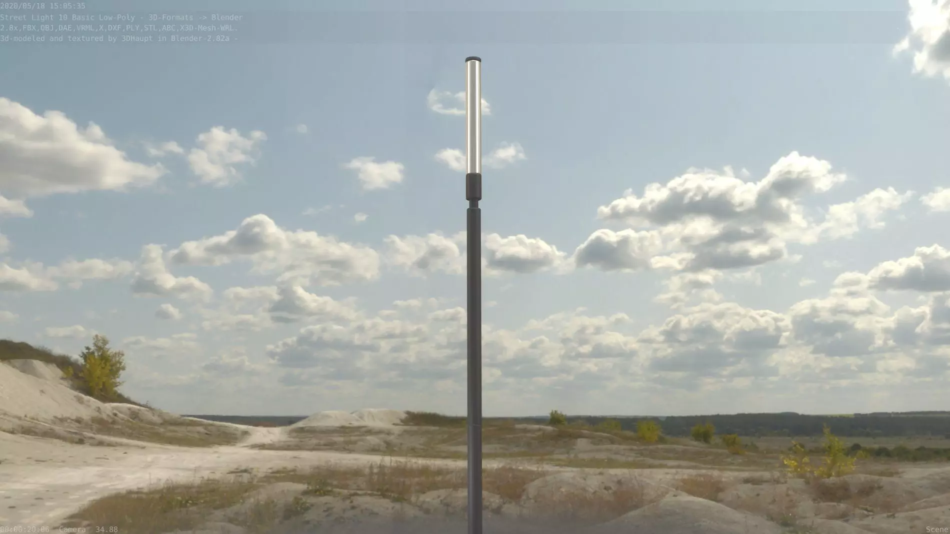 Street Light 10 Basic Low-Poly 600mm Low-poly 3D model_0