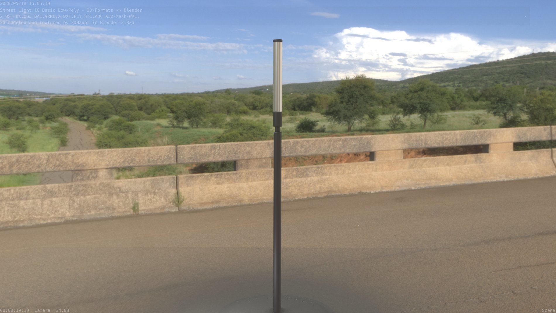Street Light 10 Basic Low-Poly 600mm Low-poly 3D model_67