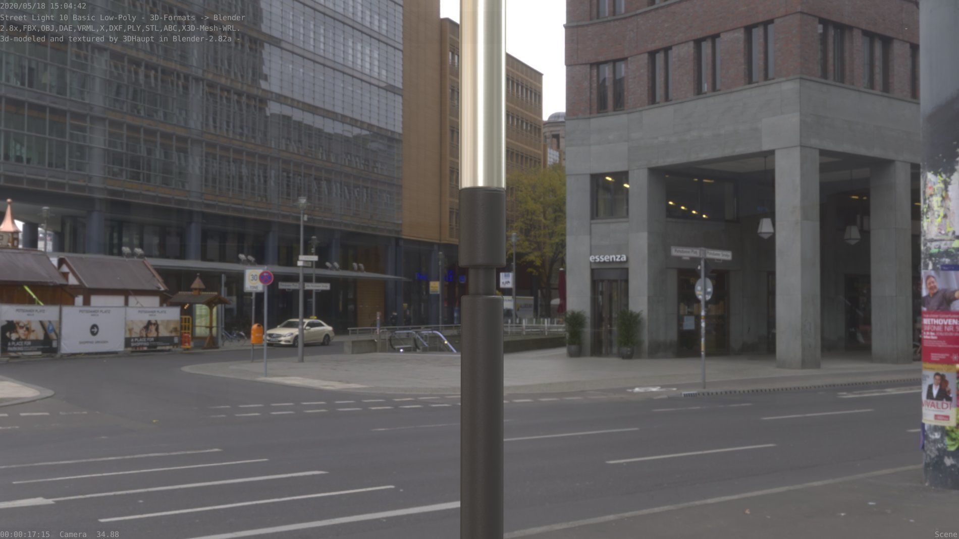 Street Light 10 Basic Low-Poly 600mm Low-poly 3D model_4