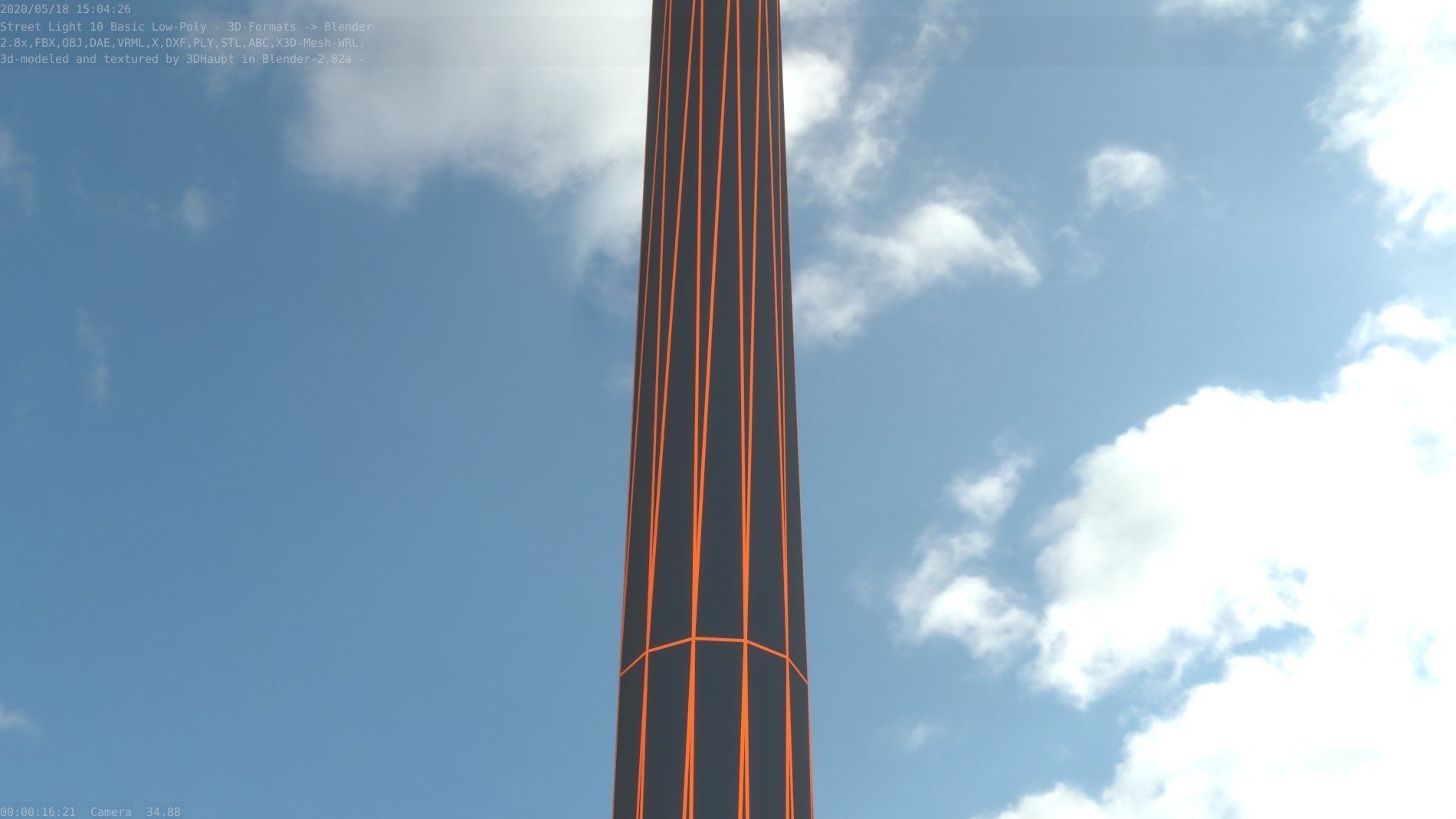 Street Light 10 Basic Low-Poly 600mm Low-poly 3D model_12