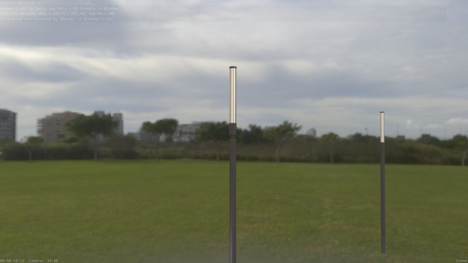 Street Light 10 Basic Low-Poly 600mm Low-poly 3D model_48