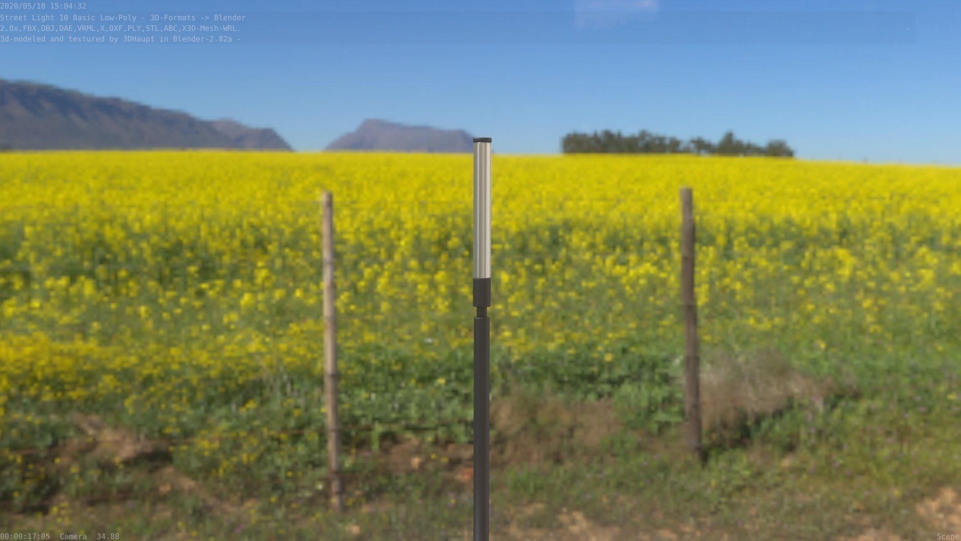 Street Light 10 Basic Low-Poly 600mm Low-poly 3D model_19