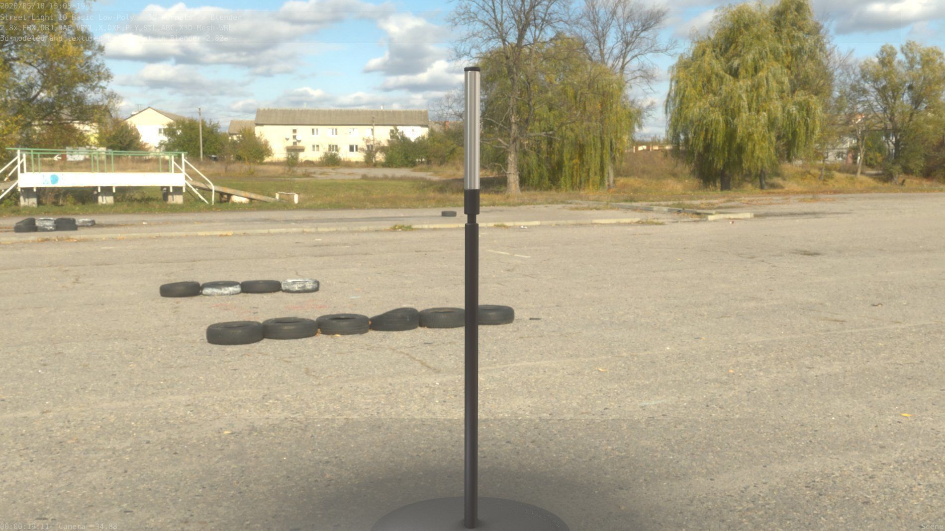 Street Light 10 Basic Low-Poly 600mm Low-poly 3D model_68