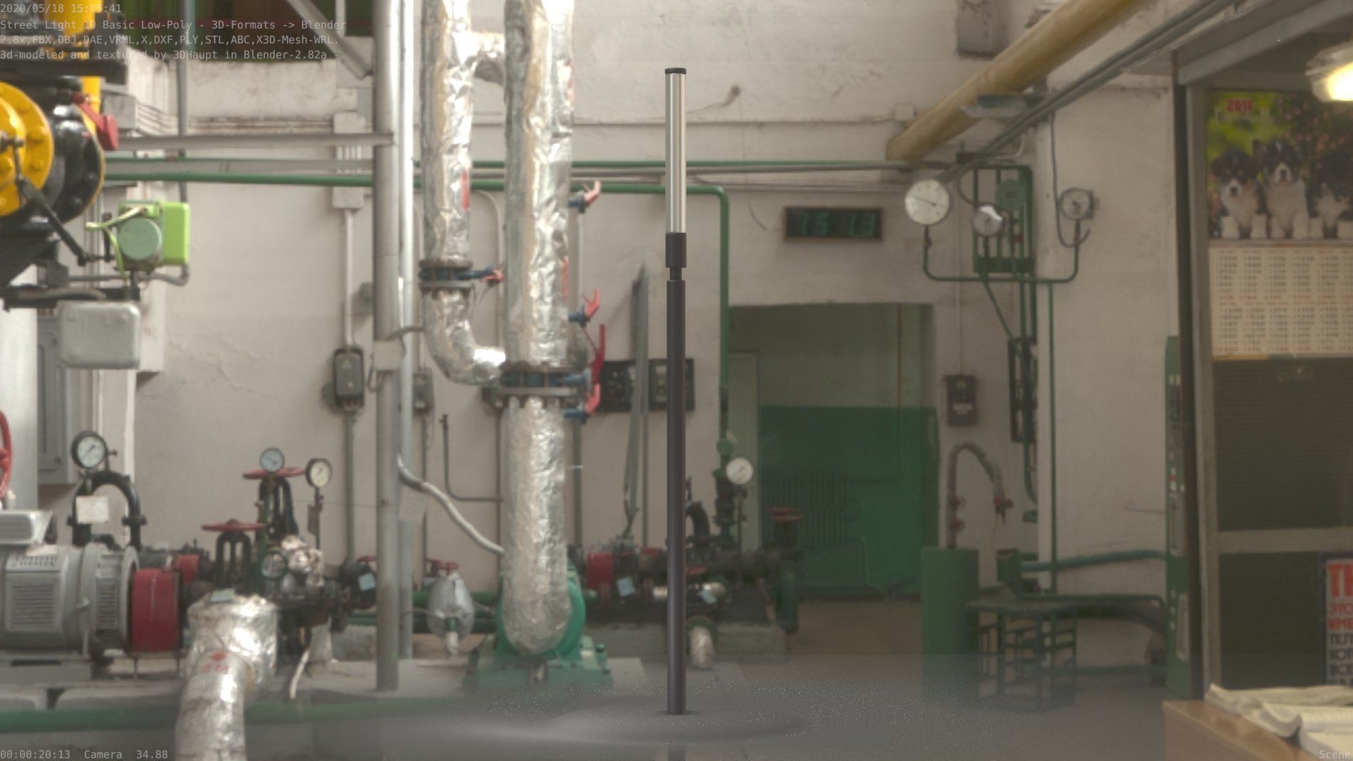 Street Light 10 Basic Low-Poly 600mm Low-poly 3D model_93