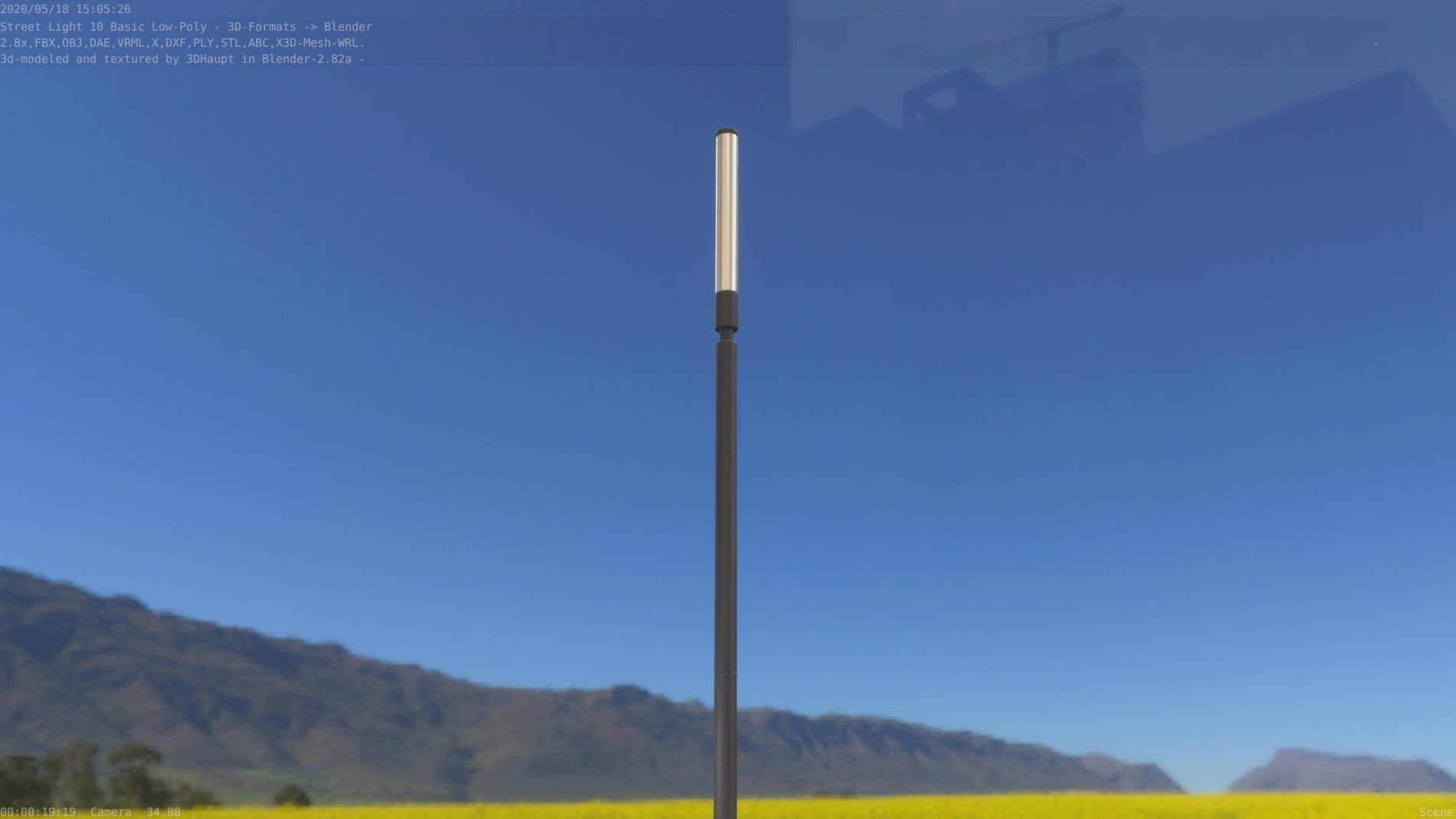 Street Light 10 Basic Low-Poly 600mm Low-poly 3D model_76