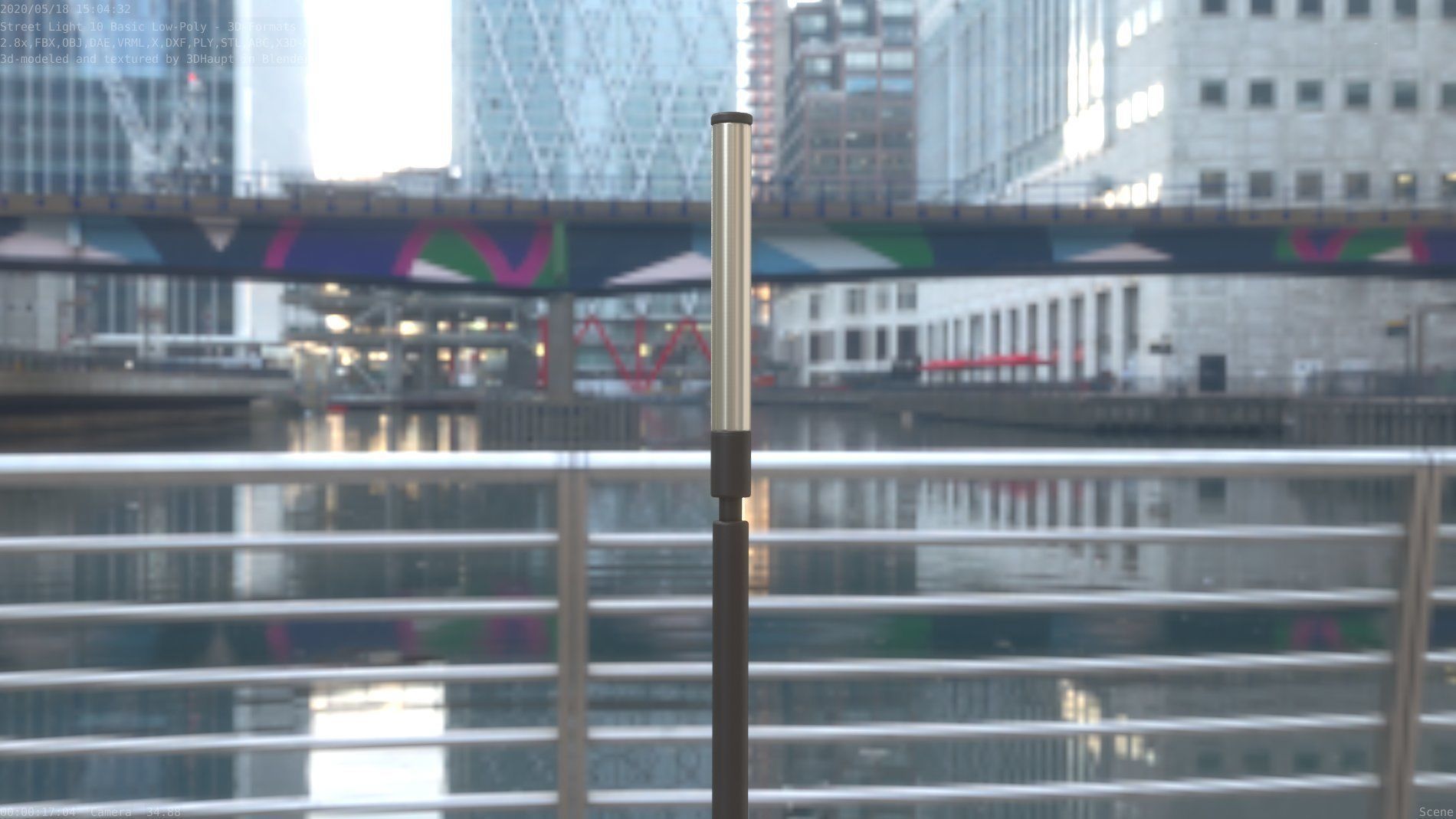 Street Light 10 Basic Low-Poly 600mm Low-poly 3D model_7