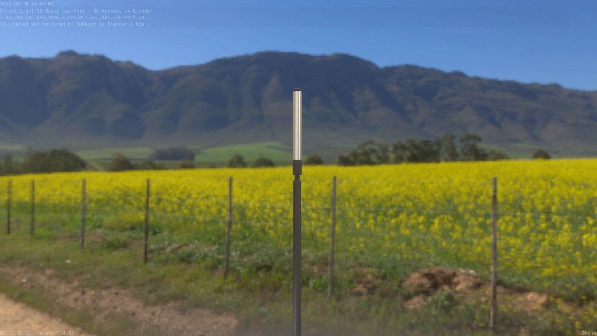 Street Light 10 Basic Low-Poly 600mm Low-poly 3D model_47