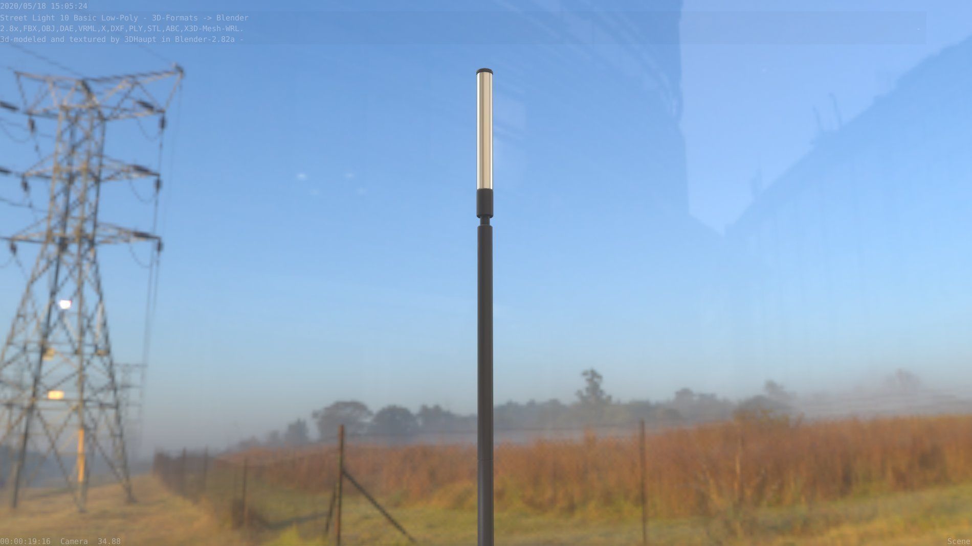 Street Light 10 Basic Low-Poly 600mm Low-poly 3D model_73
