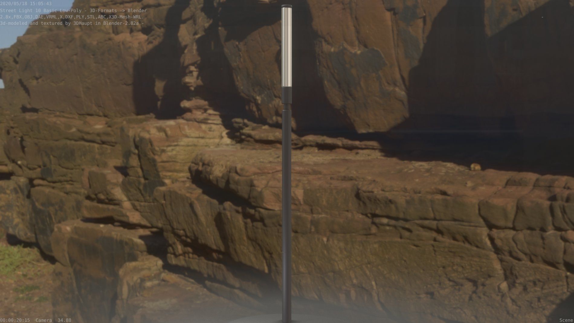 Street Light 10 Basic Low-Poly 600mm Low-poly 3D model_95