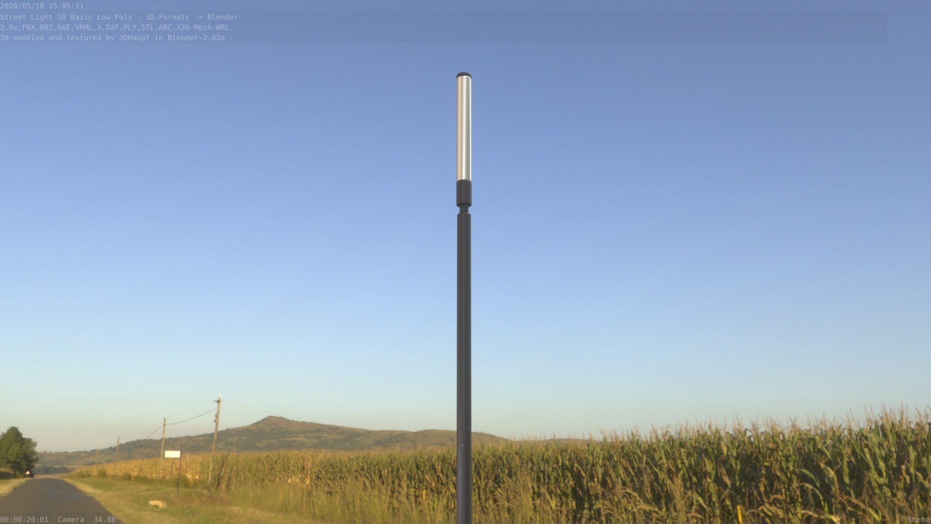 Street Light 10 Basic Low-Poly 600mm Low-poly 3D model_82