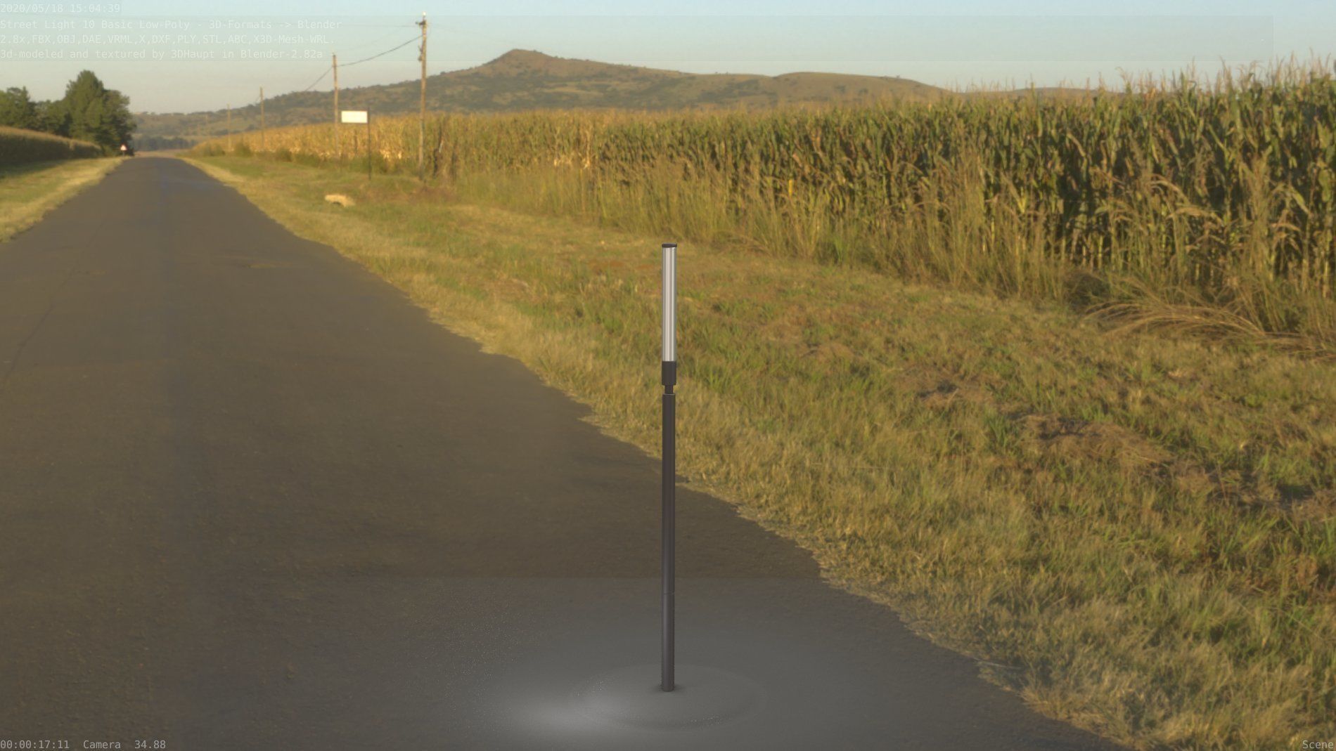 Street Light 10 Basic Low-Poly 600mm Low-poly 3D model_25