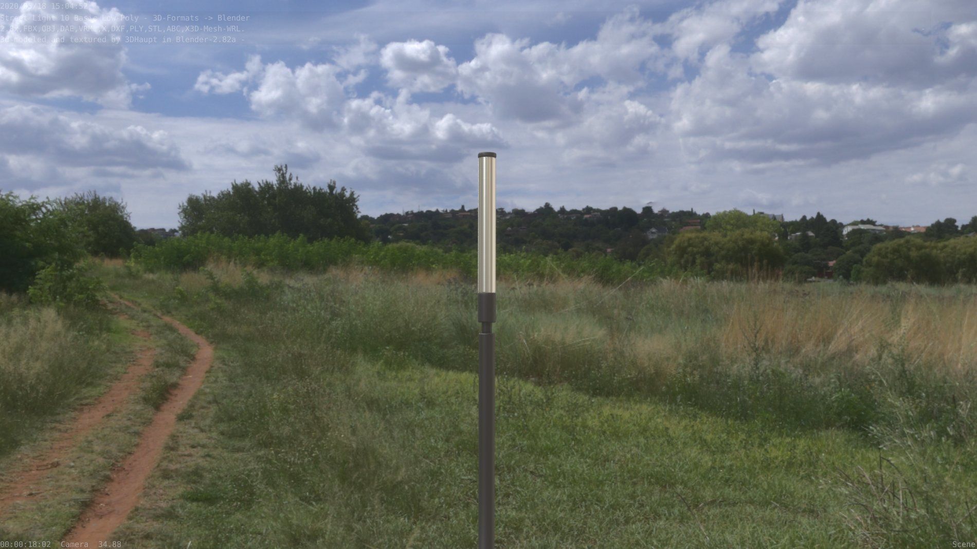 Street Light 10 Basic Low-Poly 600mm Low-poly 3D model_37