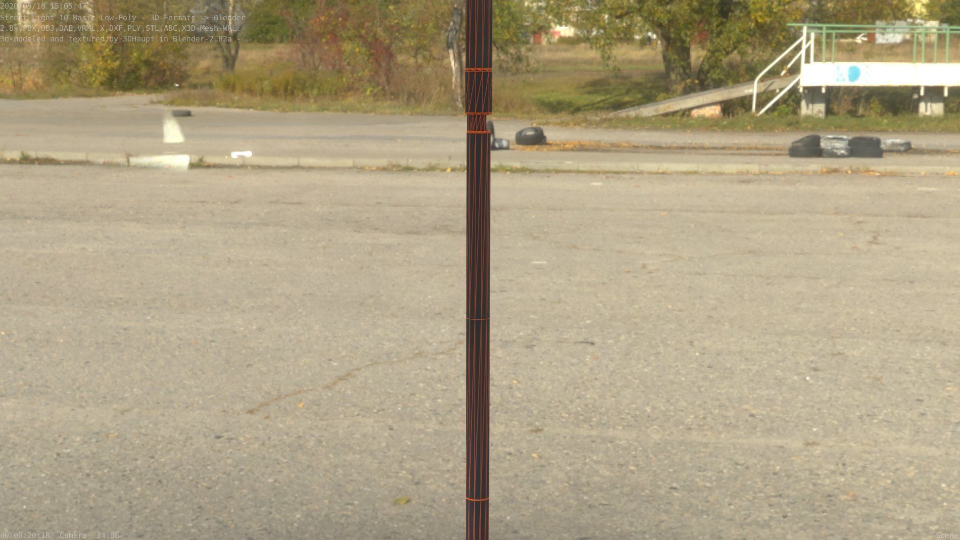 Street Light 10 Basic Low-Poly 600mm Low-poly 3D model_98