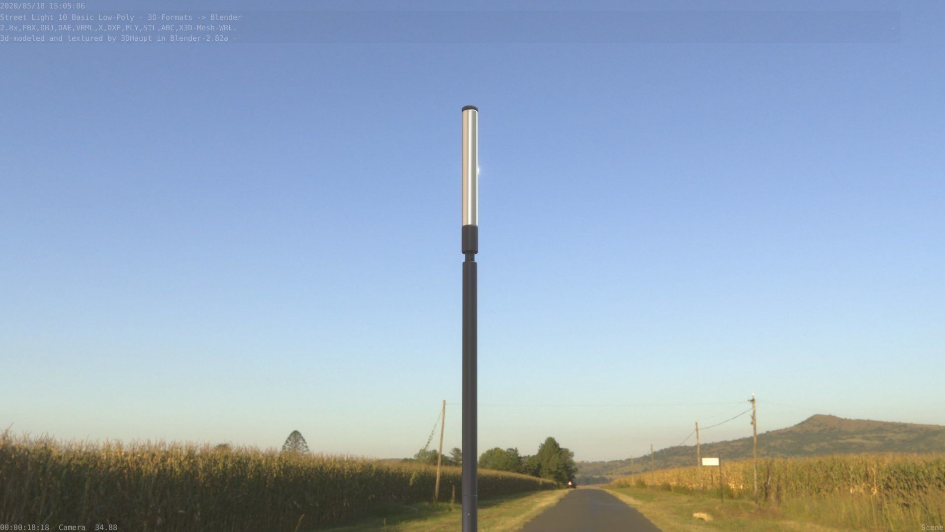 Street Light 10 Basic Low-Poly 600mm Low-poly 3D model_53