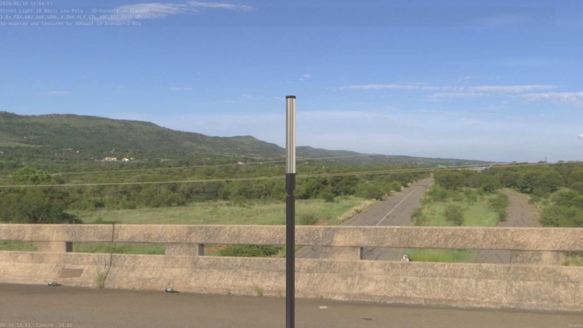 Street Light 10 Basic Low-Poly 600mm Low-poly 3D model_38