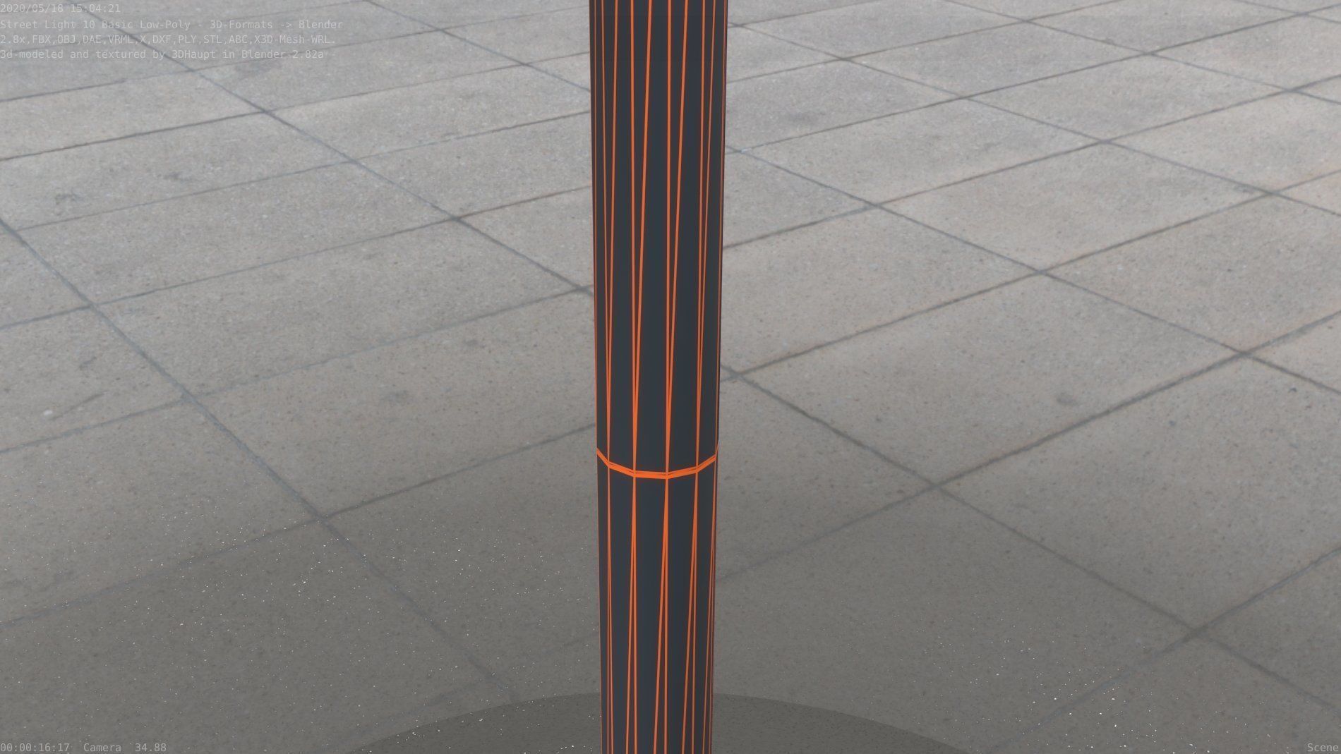 Street Light 10 Basic Low-Poly 600mm Low-poly 3D model_8