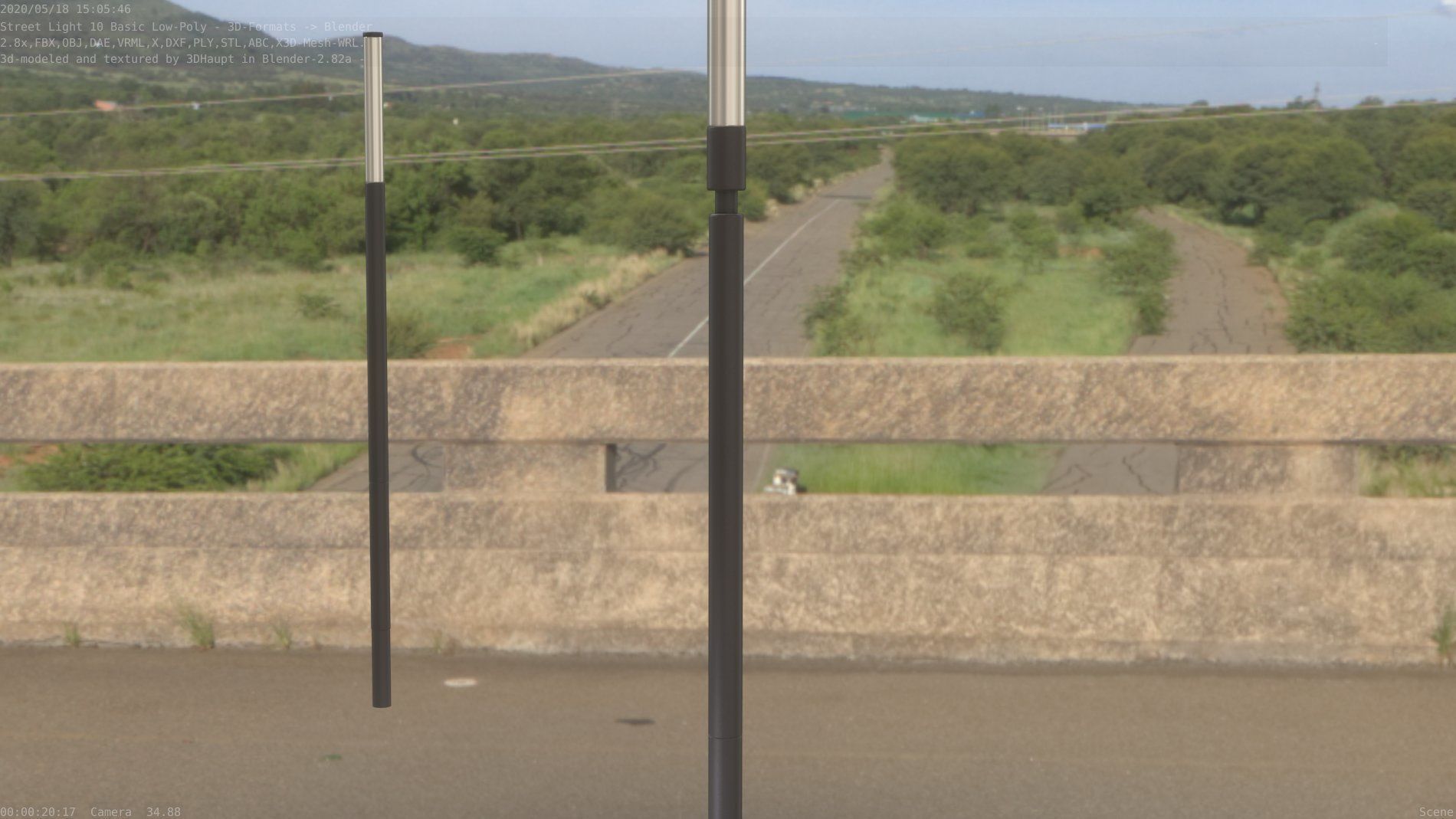 Street Light 10 Basic Low-Poly 600mm Low-poly 3D model_97