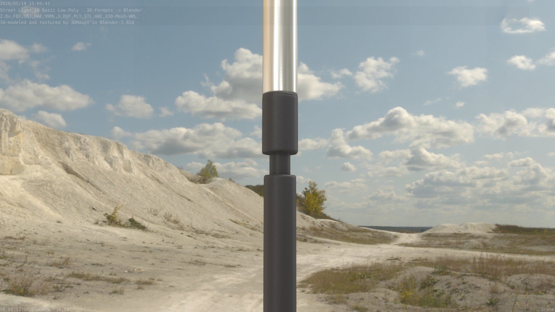 Street Light 10 Basic Low-Poly 600mm Low-poly 3D model_1