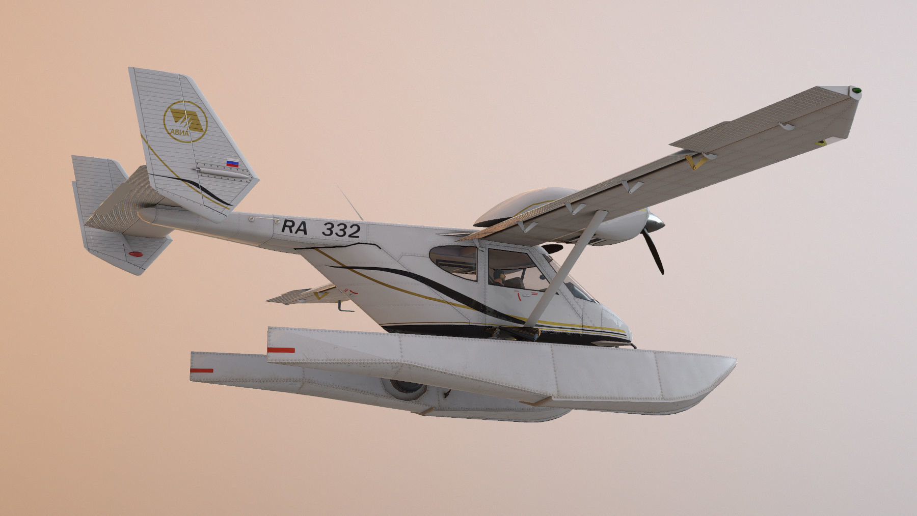 Accord-201 Floatsplane BlackGoldLines Livery Low-poly 3D model_18