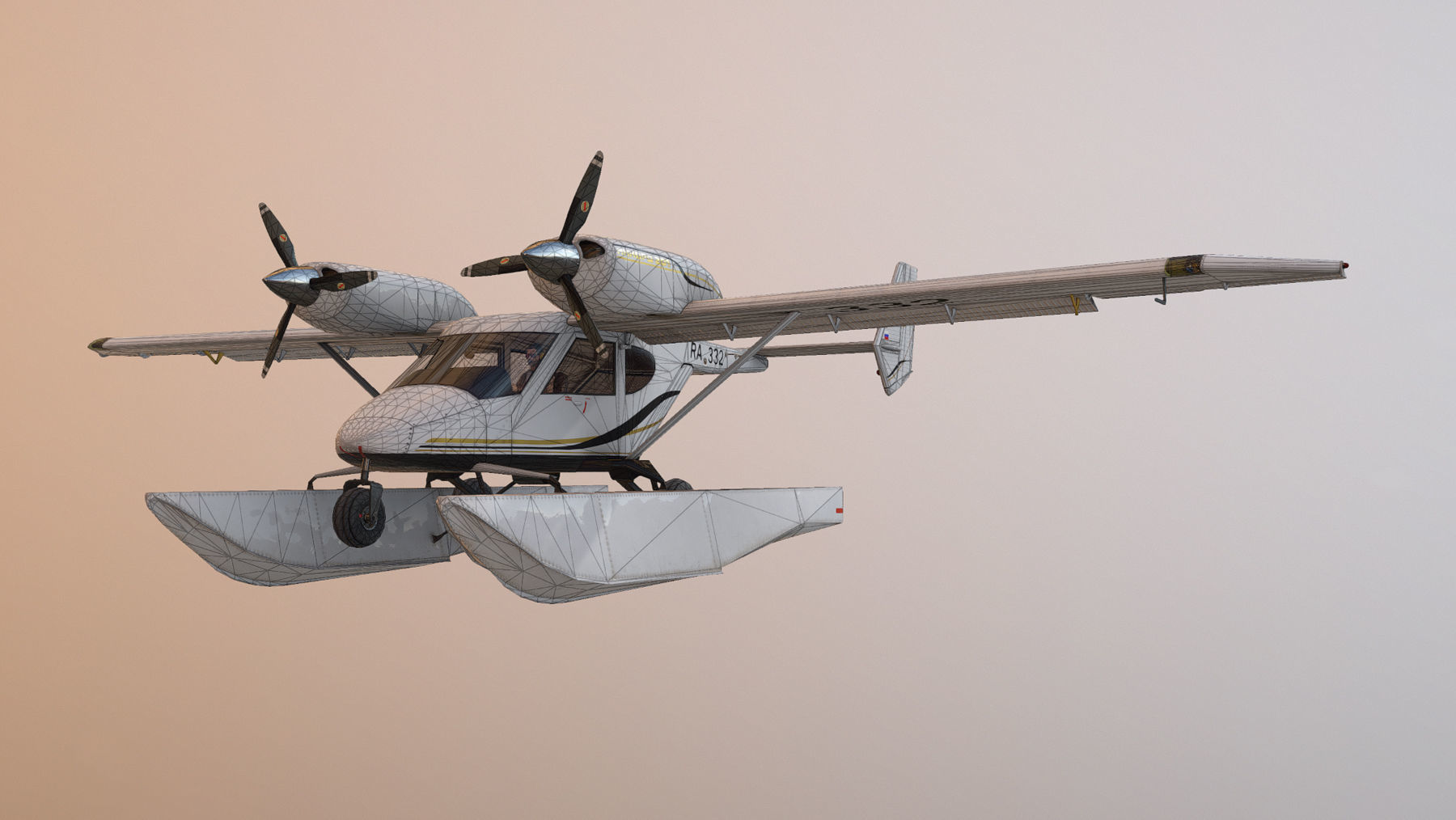 Accord-201 Floatsplane BlackGoldLines Livery Low-poly 3D model_23