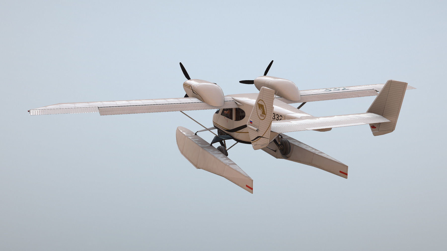 Accord-201 Floatsplane BlackGoldLines Livery Low-poly 3D model_20