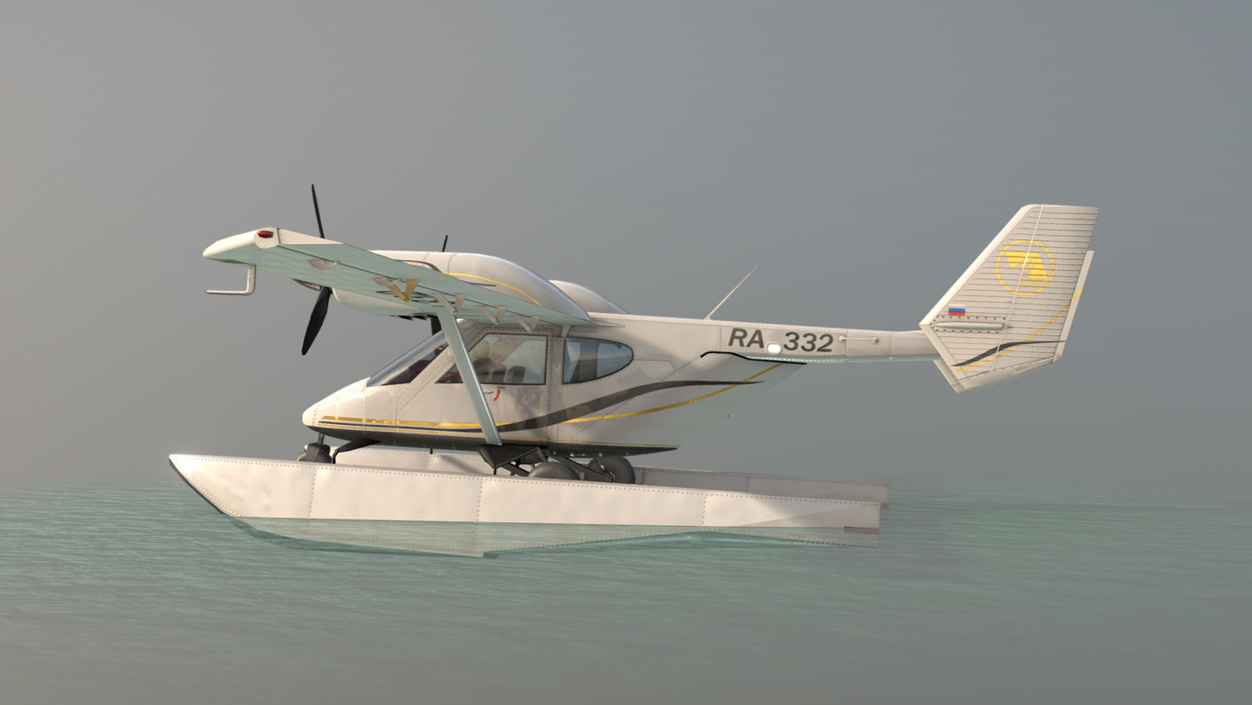 Accord-201 Floatsplane BlackGoldLines Livery Low-poly 3D model_2