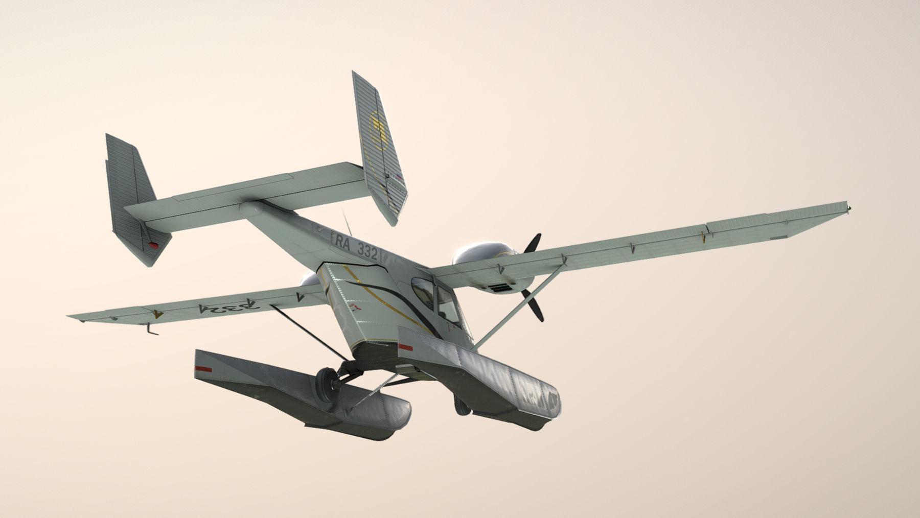 Accord-201 Floatsplane BlackGoldLines Livery Low-poly 3D model_5