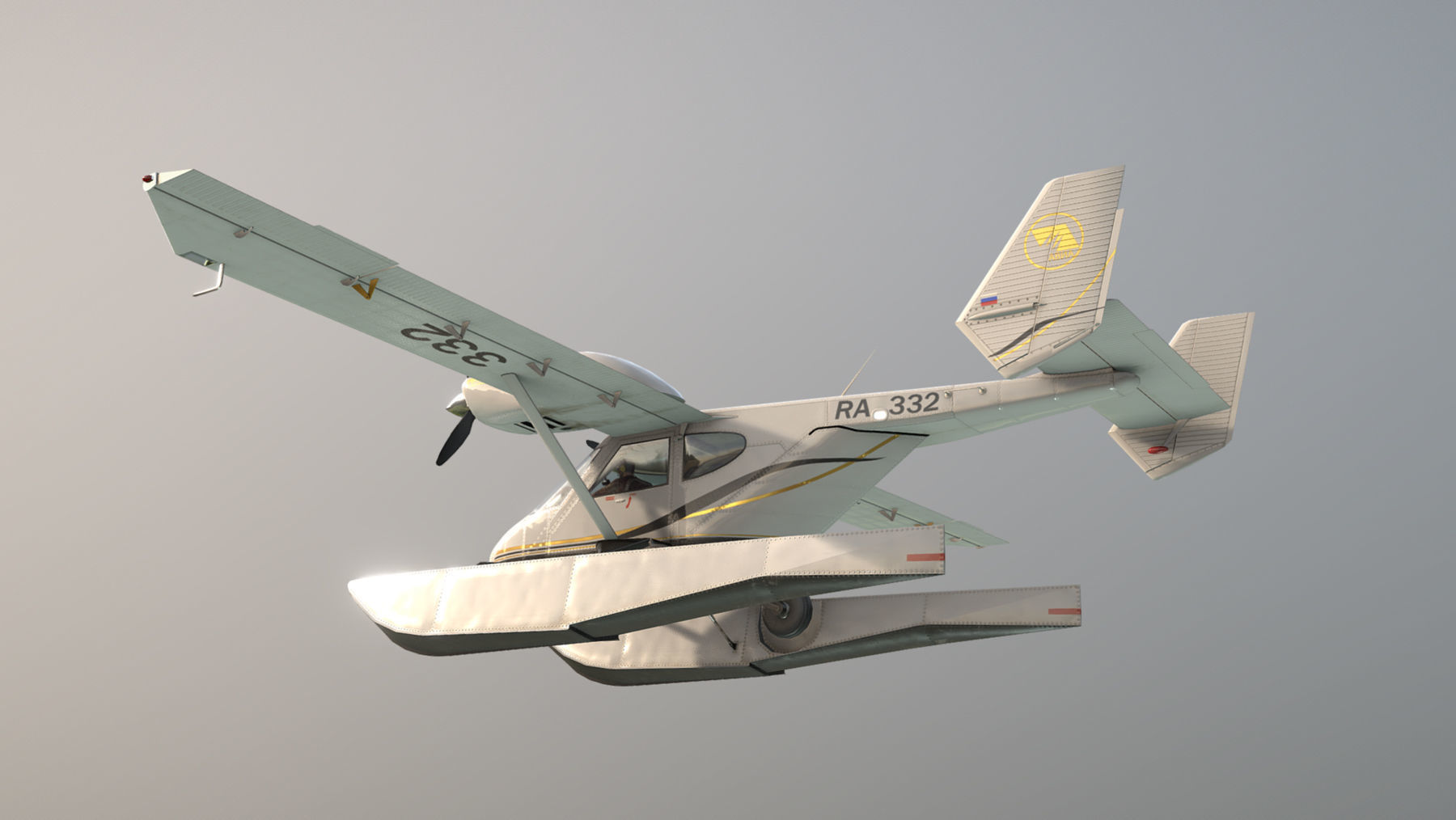 Accord-201 Floatsplane BlackGoldLines Livery Low-poly 3D model_6